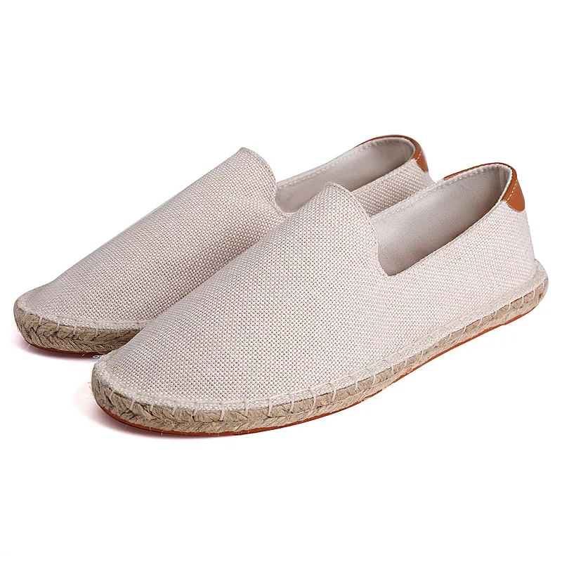 Herren Klassische Freizeitschuhe Handgefertigte Loafer Modische Flache Schuhe in Übergrößen 46 47 Espadrilles für Männer Frühling Herbst 2026 Neue Leinenschuhe