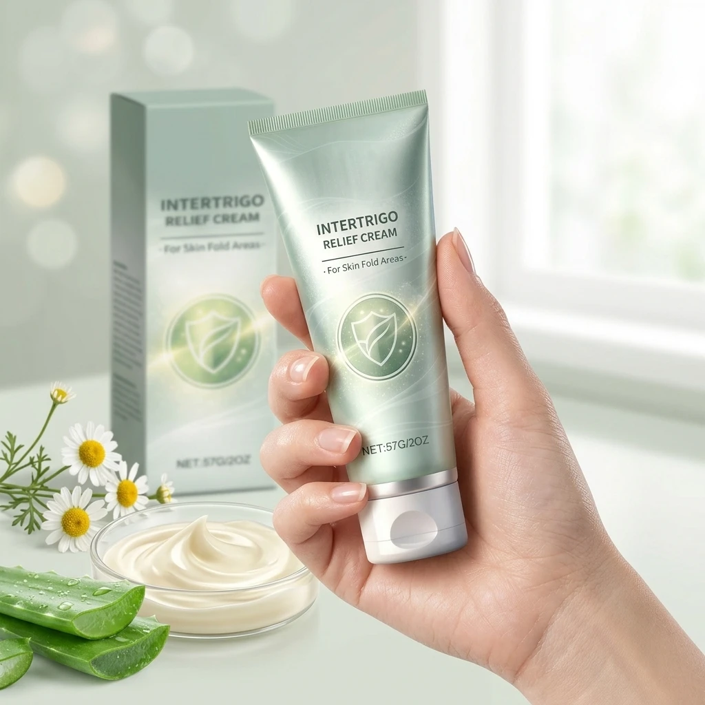 Intertrigo Relief-Creme für Hautfaltenbereiche, Pflege und Linderung, verhindert Schuppenbildung, reibungsbedingte Schürungen, glättet raue Haut, langanhaltende Feuchtigkeitscreme Image