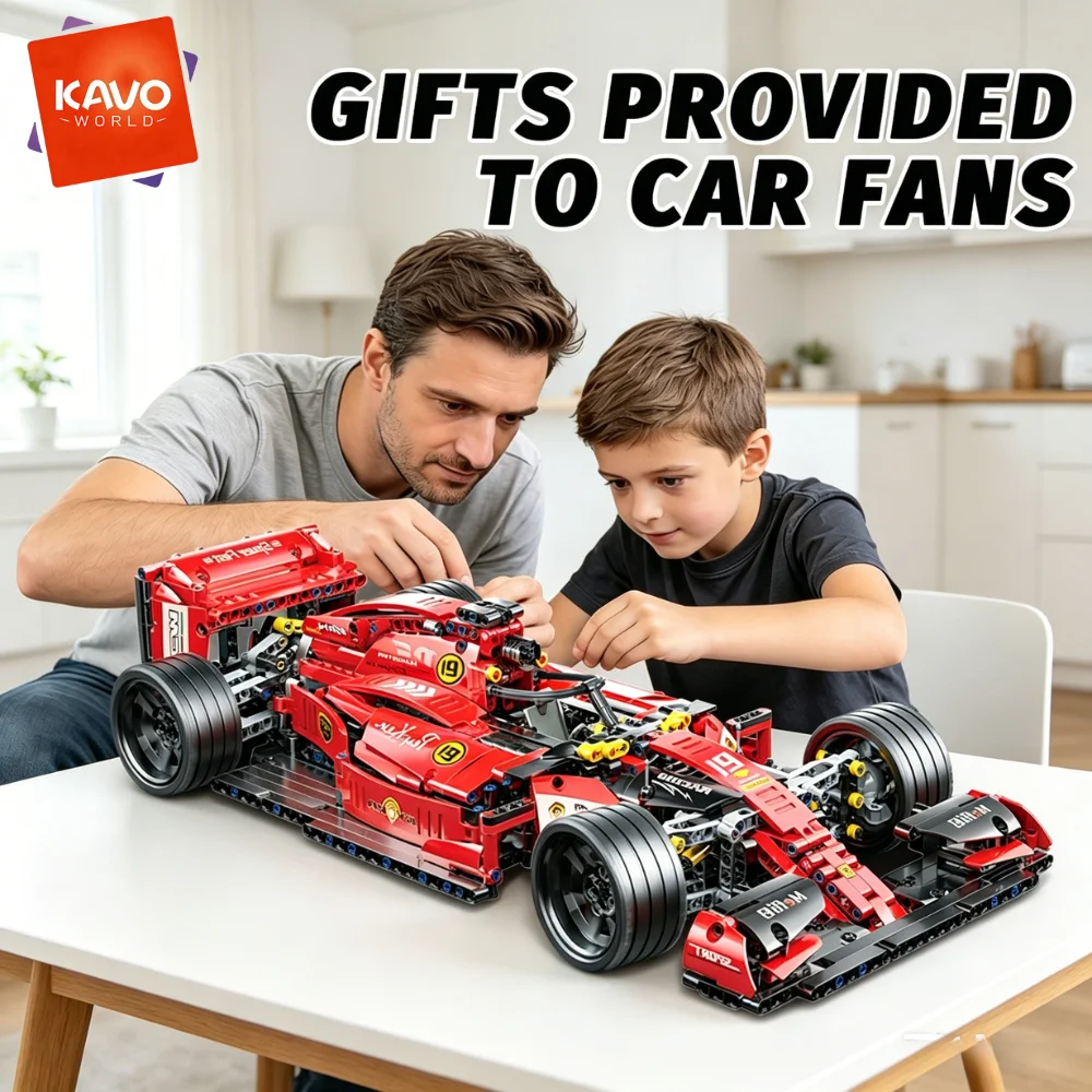 KAVOWORLD Ensemble de blocs de construction de voiture de course rouge de Formule 1 à l