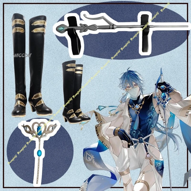 Anime Game nu Carnival Edmond Cosplay Kostüme Cos Requisiten Damen Herren Schuhe Waffen Halskette Party Bühne Blau Schwarz Halloween Set