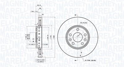 Magneti Marelli Bremsscheibe Vorderachse Belüftet [Hersteller-Nr. 360406108301] für Renault Image