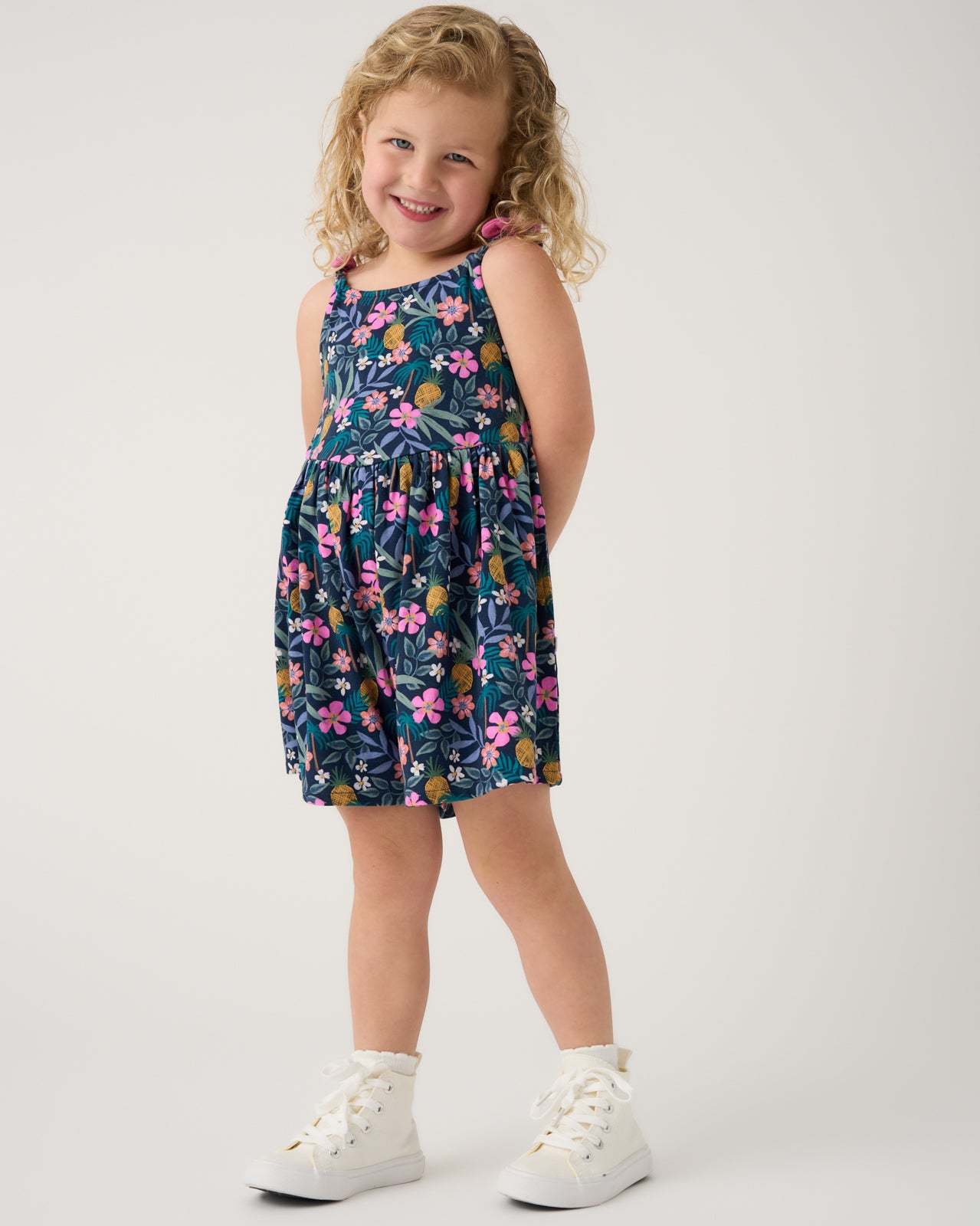 Tropical Garden Bow Strap Romper - 7