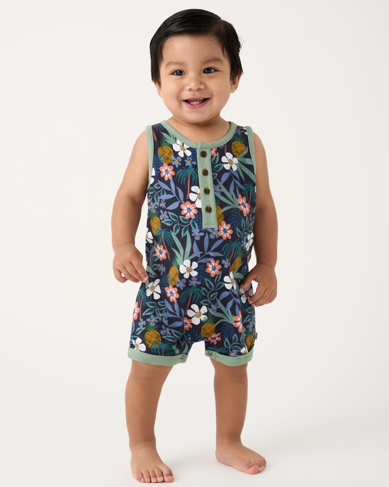 Tropical Garden Henley Romper - 2T