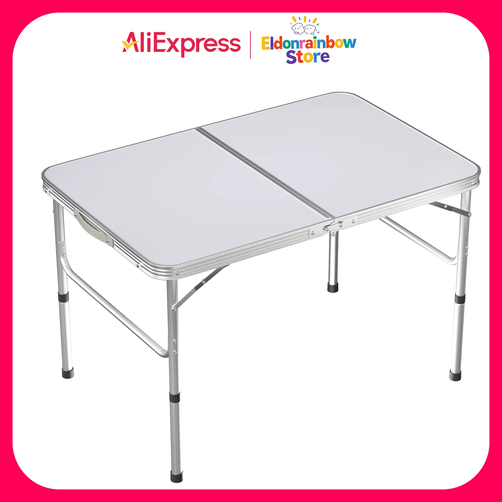 3FT/90cm Klapptisch Leichter Tragbarer Campingtisch, Rutschfeste Gummifüße, Hochwertiger Stahl-Aluminium-Klapptisch