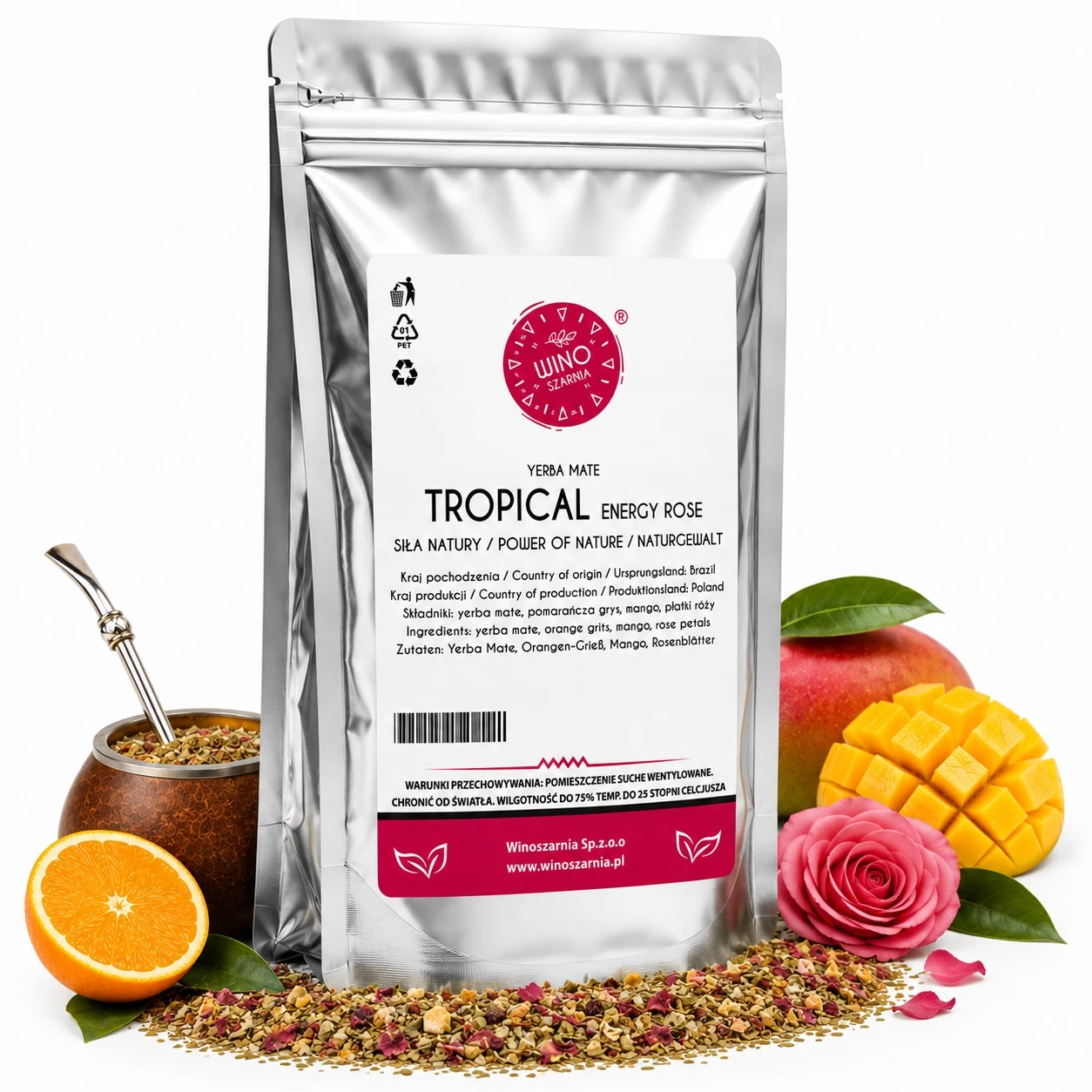 Yerba Mate mit Mango - 1kg Tropische Energie Rose Natürliche Energie Image