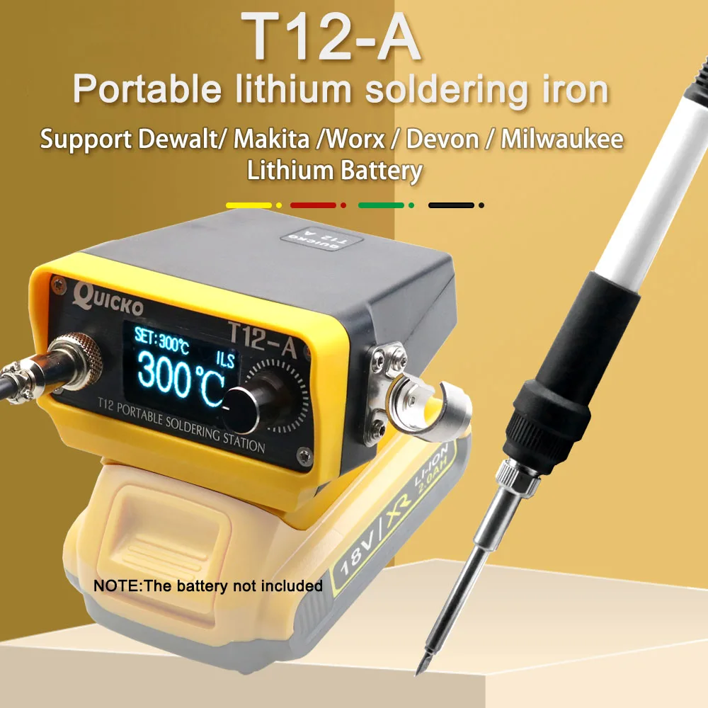 70 W T12 Akku-Lötstation Lötkolben für Dewalt/Makita/Milwaukee/Devon Akku 20 V Max Li-Ionen-Akku für DIY-Reparatur Image