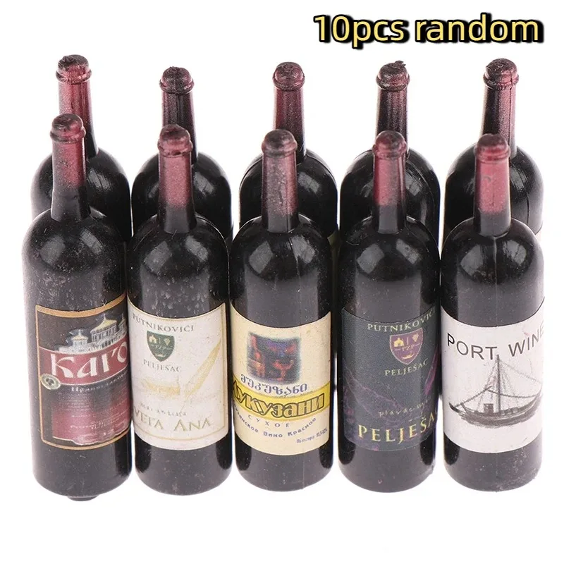 10Pcs 1/12 Puppenhaus Miniatur Mini Wein Flasche Set Mit Box Simulation Getränke Modell Spielzeug Für Puppe Haus Dekoration Zubehör Image