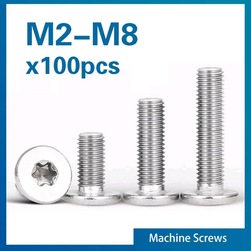 100 teile/los 304 Edelstahl CM Sechs-Lobe Torx Ultra Dünne Super Niedrigen Flachen Wafer Kopf Schraube Bolzen M1,6 M2 M2,5 M3 M4 M5 M6 M8 Image