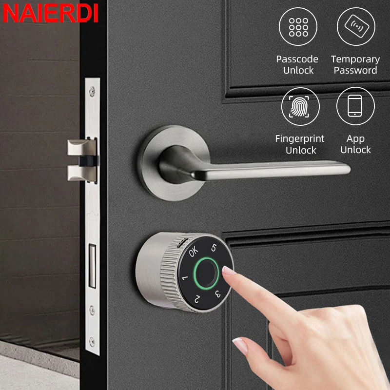 NAIERDI Smart Elektronischer Schließzylinder Tuya App Fingerabdruck-Passwort-Entsperrung Upgrade für Mechanische Türschlösser Sicherheit Zuhause Image