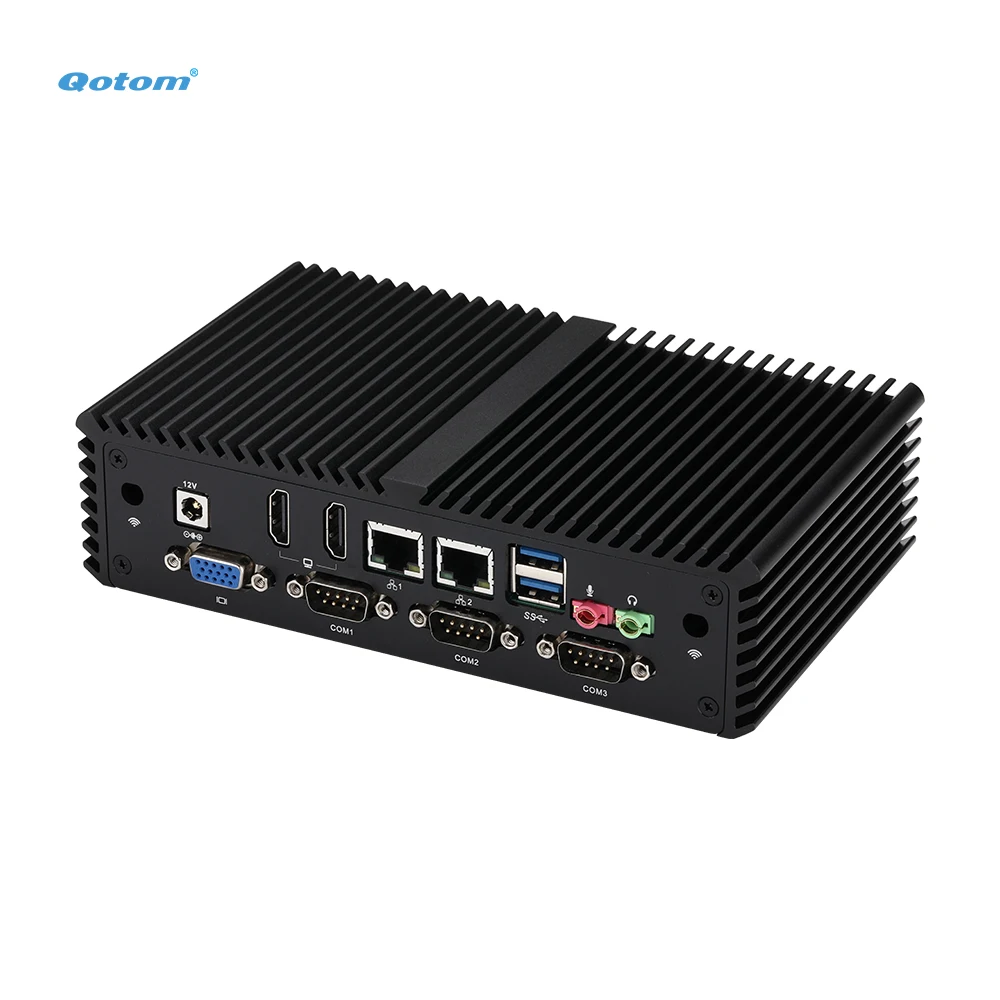 Qotom Lüfterloser Mini-PC - 6x RS232, VGA, Dual HD, Dual LAN, 4./5. Generation Intel Core i3/i5, Industrieller Embedded-Computer X86 Image