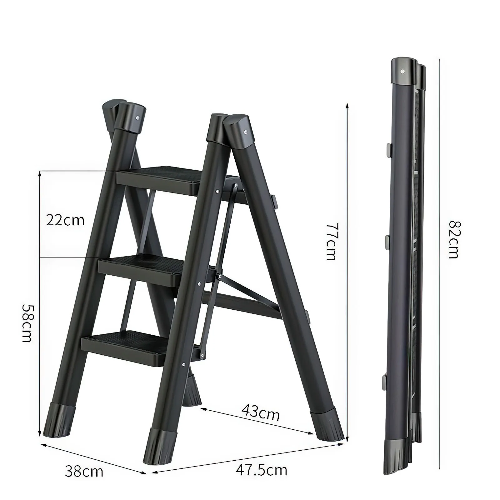 Klappbare Trittleiter aus Kohlenstoffstahl, robust, 120 kg belastbar, rutschfester Handlauf, multifunktionale A-Typ-Leiter für den Haushalt, Blumenregal, platzsparendes Kletterwerkzeug für den Innenbereich Image