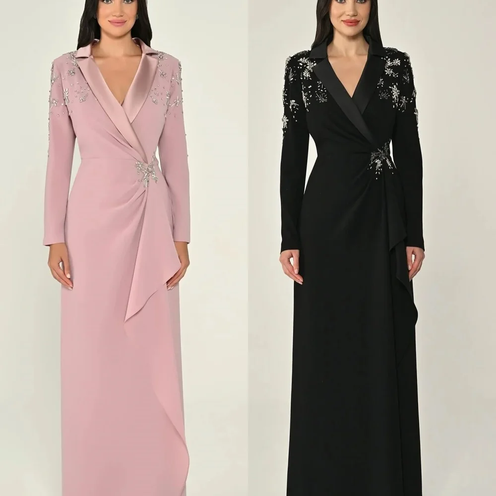 Maßgeschneiderte Jersey-Strasssteine mit V-Ausschnitt, gerade, lange Kleider, maßgeschneiderter Anlass, moderner Stil, Damen-Abend-Partykleid, glitzernd Image
