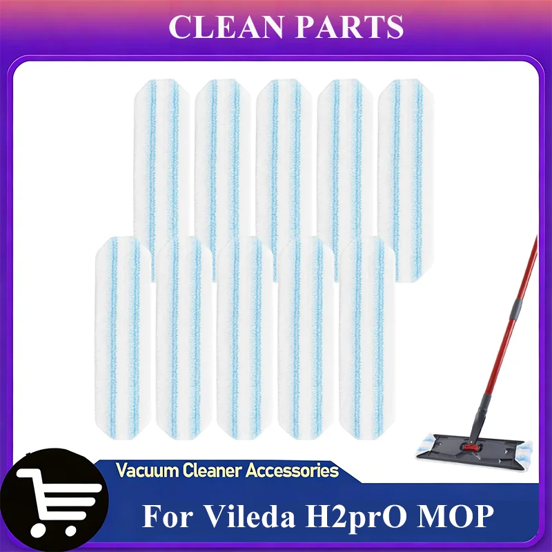 Ersatz-Wischpads für Vileda H2prO / 0-Cedar H2prO, flache Mikrofaser, waschbar, wiederverwendbar, Zubehör für flache Wischmoppköpfe Image