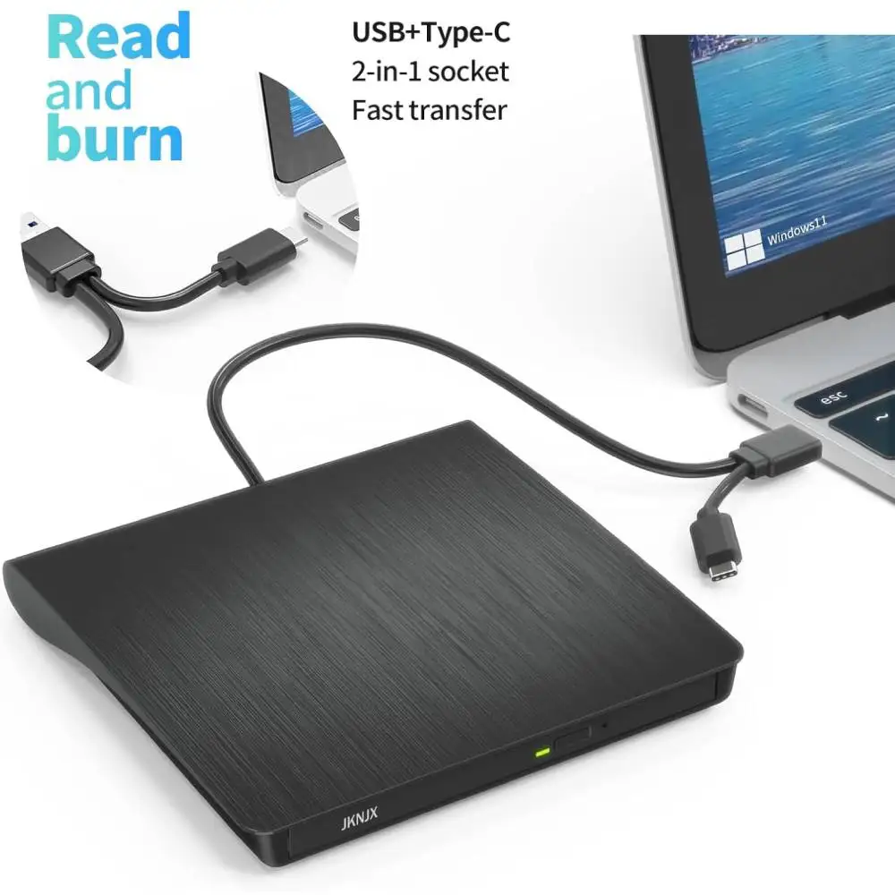 USB 3.0/3.0 + Typ-C SATA zu USB CD-ROM ODD Gehäuse 9,5/12,7mm Externes Optisches Laufwerksgehäuse (ohne optisches Laufwerk) Image