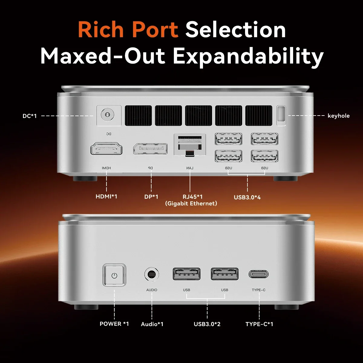 Soyo S4 Plus Mini-PC AMD Ryzen 7 H255 CPU 24G DDR5 512GB SSD PCIe3.0 M.2 NVMe WiFi6 BT5.2 4K@120Hz Mini-Computer Geeignet für Gaming, Büro und Heimgebrauch Image