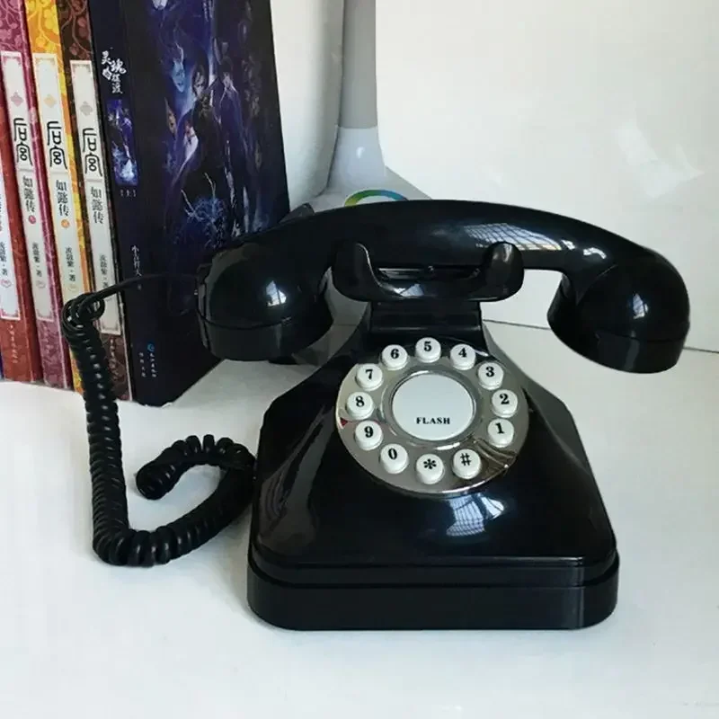 Vintage Landline Phone Retro Landline Corded Telephone Push Button Dialing Desk Telephone for Home Office Decoration -telefone