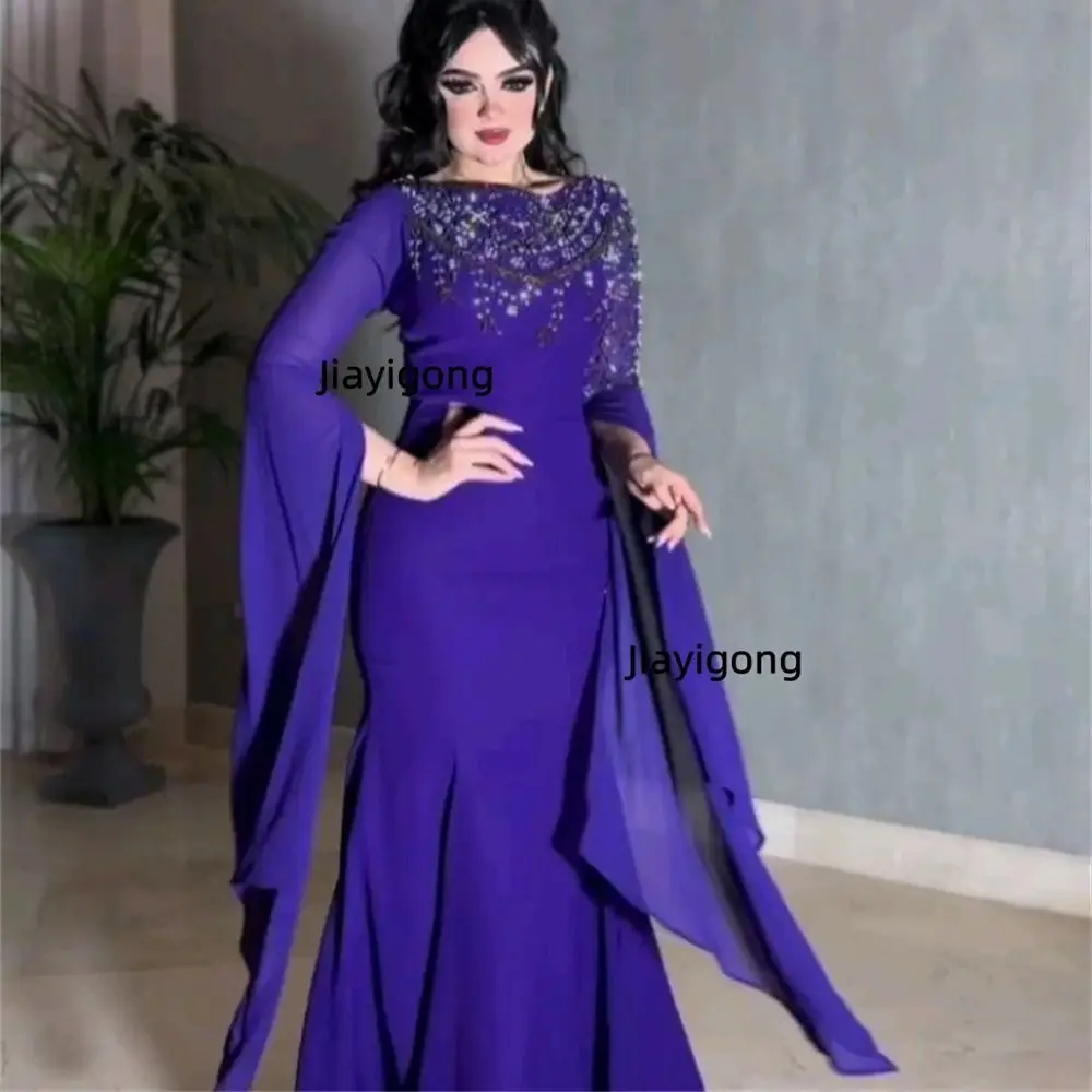 Customized Jiayigong Fashion Elegant Jewel A-line Cocktail Dresses Skirts Draped Trim Chiffon dress