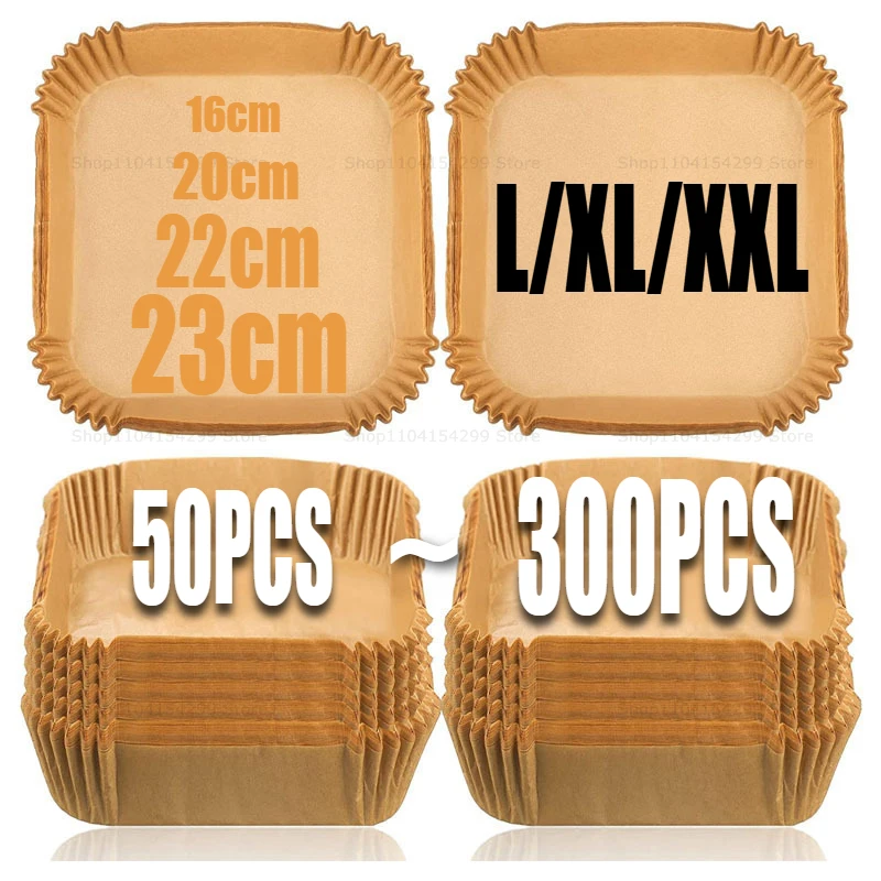 Luftfritteusen-Papier Einweg-Backpapier mit Pinsel Antihaft-Backpapier für Luftfritteuse Backpapier-Einlagen für Mikrowelle Image