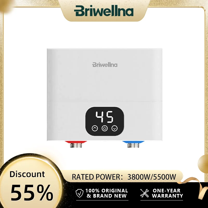 Briwellna Mini Tankless Elektrischer Durchlauferhitzer 220V Untertisch-Heißwasserbereiter für sofortiges Warmwasser im Haushalt Image