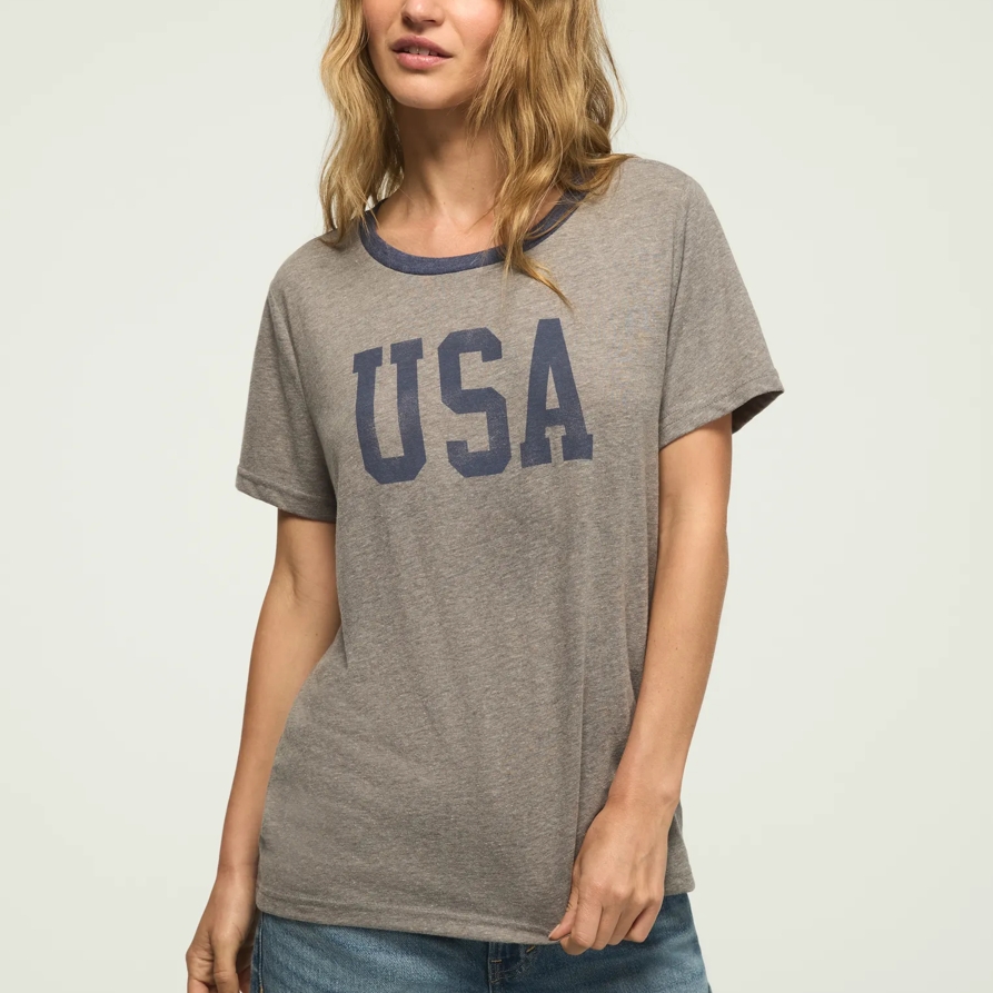 Lucky Brand U.s.a. Graphic Classic Crew in Medium Heather Grey, Size M