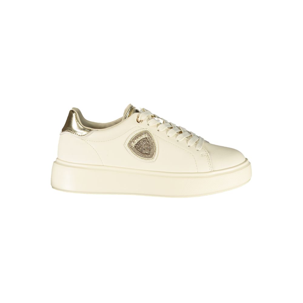 Blauer Beige Leder Damen Sneaker US 39