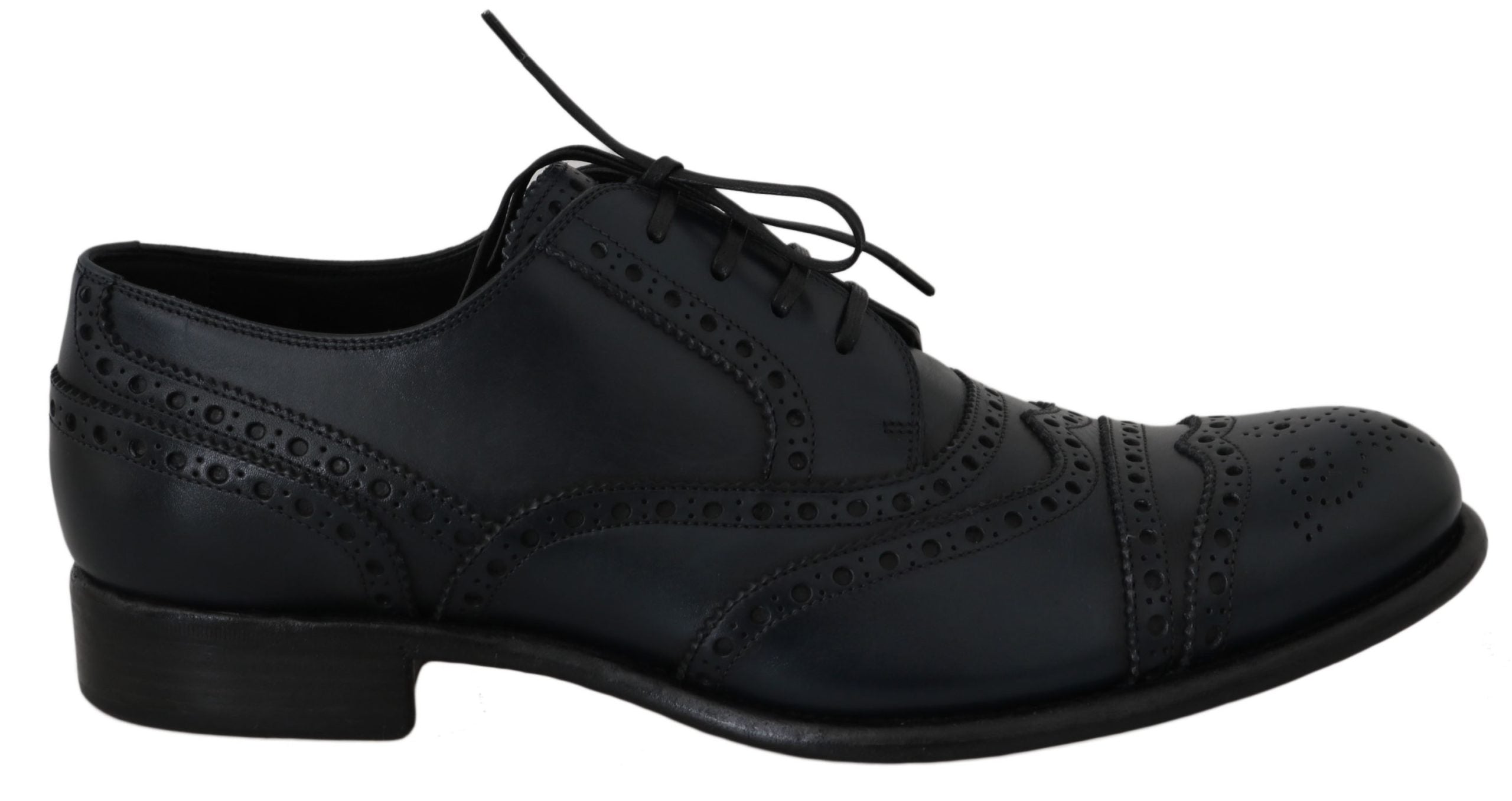 Dolce & Gabbana Dunkelblaue Leder Wingtip Oxford Anzugschuhe