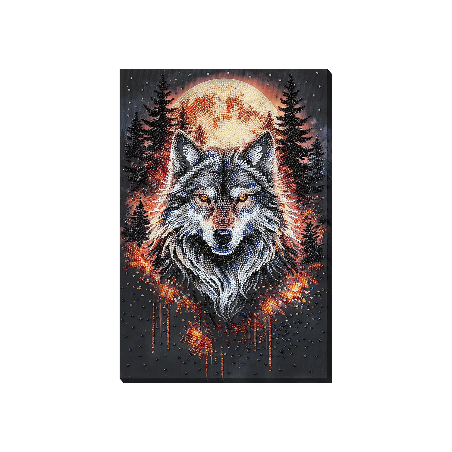 Perlen-Stickbild Wolf, 22 x 33 cm
