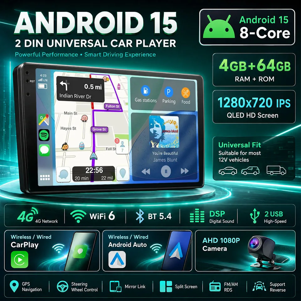 XFY 2Din 9/10 Zoll Universelles Autoradio Android Auto Carplay Multimedia-Player GPS Autoradio Intelligente Fahrzeugsysteme 2026 Image