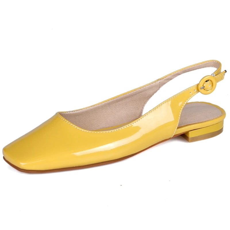 Bequeme Damen-Flachschuhe, handgefertigt, hochwertig, lässig, Lackleder, gelb, Nude, flache Loafer-Schuhe, große Damengrößen bis 43, klassisches Design