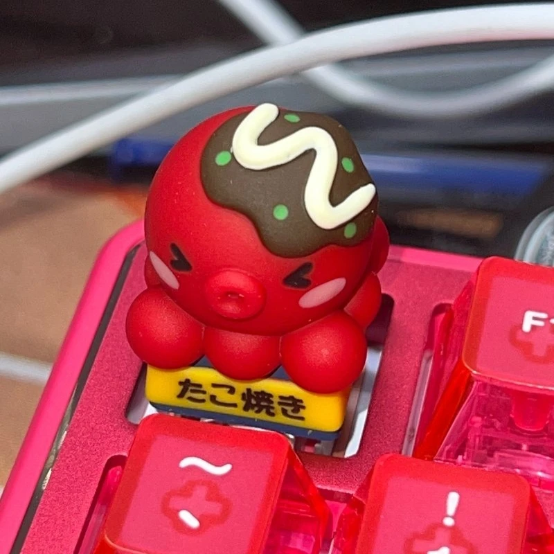 Takoyaki Niedliche Tastenkappe Original Benutzerdefinierte Harz-Tastenkappe Mechanische Tastatur Dekorative Einzelne Esc-Tastenkappe Süßes Mädchen Überraschungsgeschenk Image