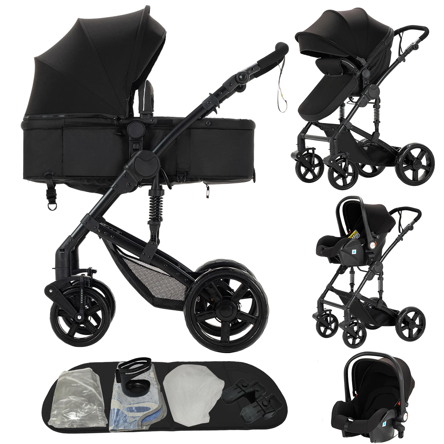 3-in-1-Kinderwagen, leichter Kinderwagen mit Stubenwagen für Babyartikel, Kinderwagen, Kinderwagen, Babyautositz, Kinderwagen Image