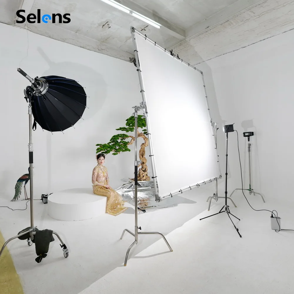 Selens 1,5 m/2 m/2,4 m/3,6 m faltbarer weicher Werbe-Lichtbildschirm für Crew-Filmfotografie, Studiobeleuchtung, Diffusionshintergrund