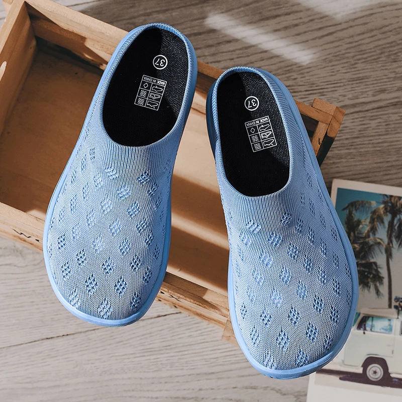 Unisex Sommer Halbschuhe Komfortable Breitspitzige Sneaker Atmungsaktive Strick-Freizeitschuhe für Damen und Herren Große Größen 36-47