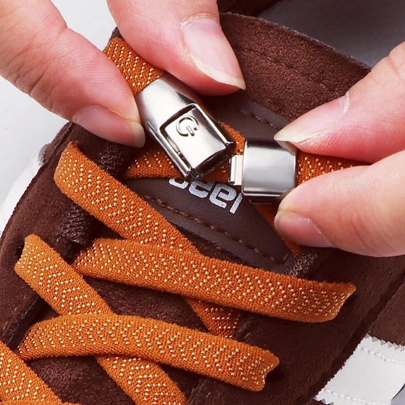 Elastische Schnürsenkel ohne Binden mit Druckverschluss, Schnellverschluss-Schnürsenkel für Sneaker, Schnellwechsel-Schnürsenkel für Kinder & Erwachsene Image