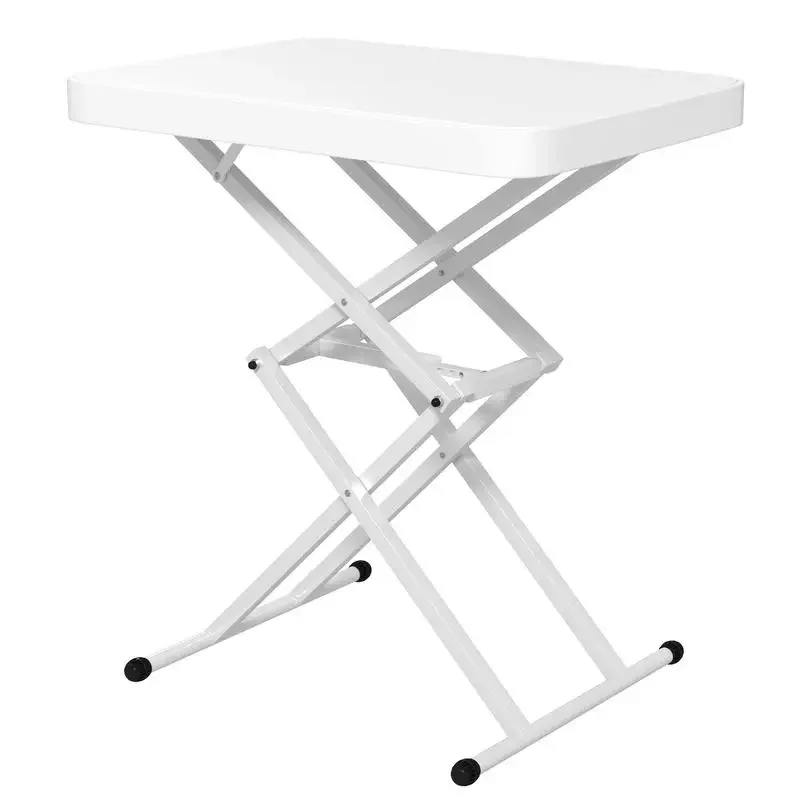 Table de jardin, table portable d'extérieur en plastique et métal, table bistrot, pour terrasse, jardin, table ronde en acier blanc résistante aux intempéries, table de repas pour balcon et jardin