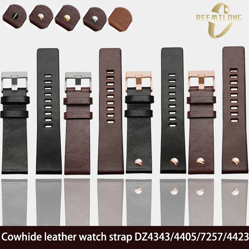 Hochwertiges Rindsleder-Uhrenarmband 26 28 30 32 mm schwarz braun Nieten Herren großes Armband für Diesel DZ4323 4405 4423 4318 7333