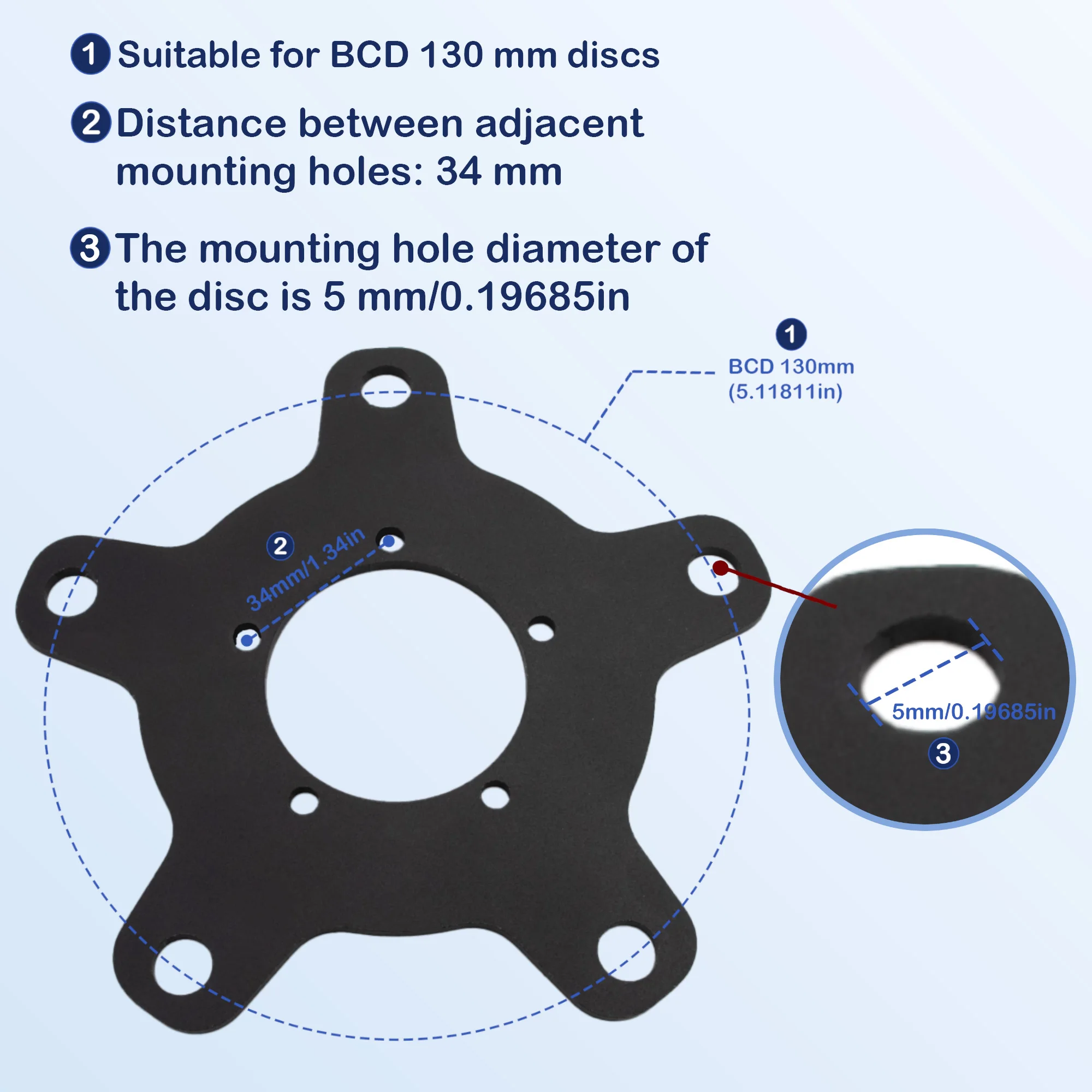 Für Tongsheng TSDZ8 Mittelmotor BCD 130mm Kettenblattadapter 40T-50T 7075 Aluminium Kettenblatt, E-Bike Kurbeladapter Scheibenklaue Image