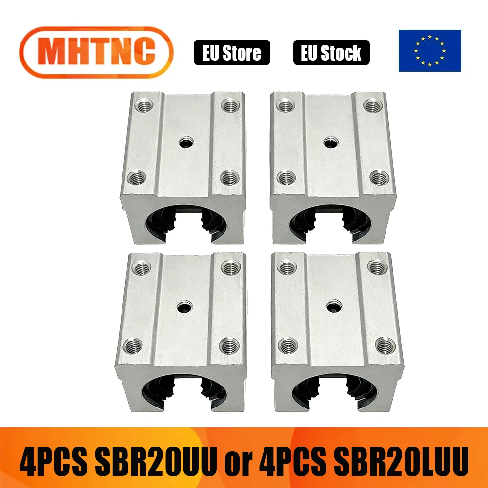 【EU-Lager】4 Stück SBR20UU oder 4 Stück SBR20LUU 20mm SBR20 Linearlager Offener Block Linearschlitten für CNC SBR Linearführungsschiene Image