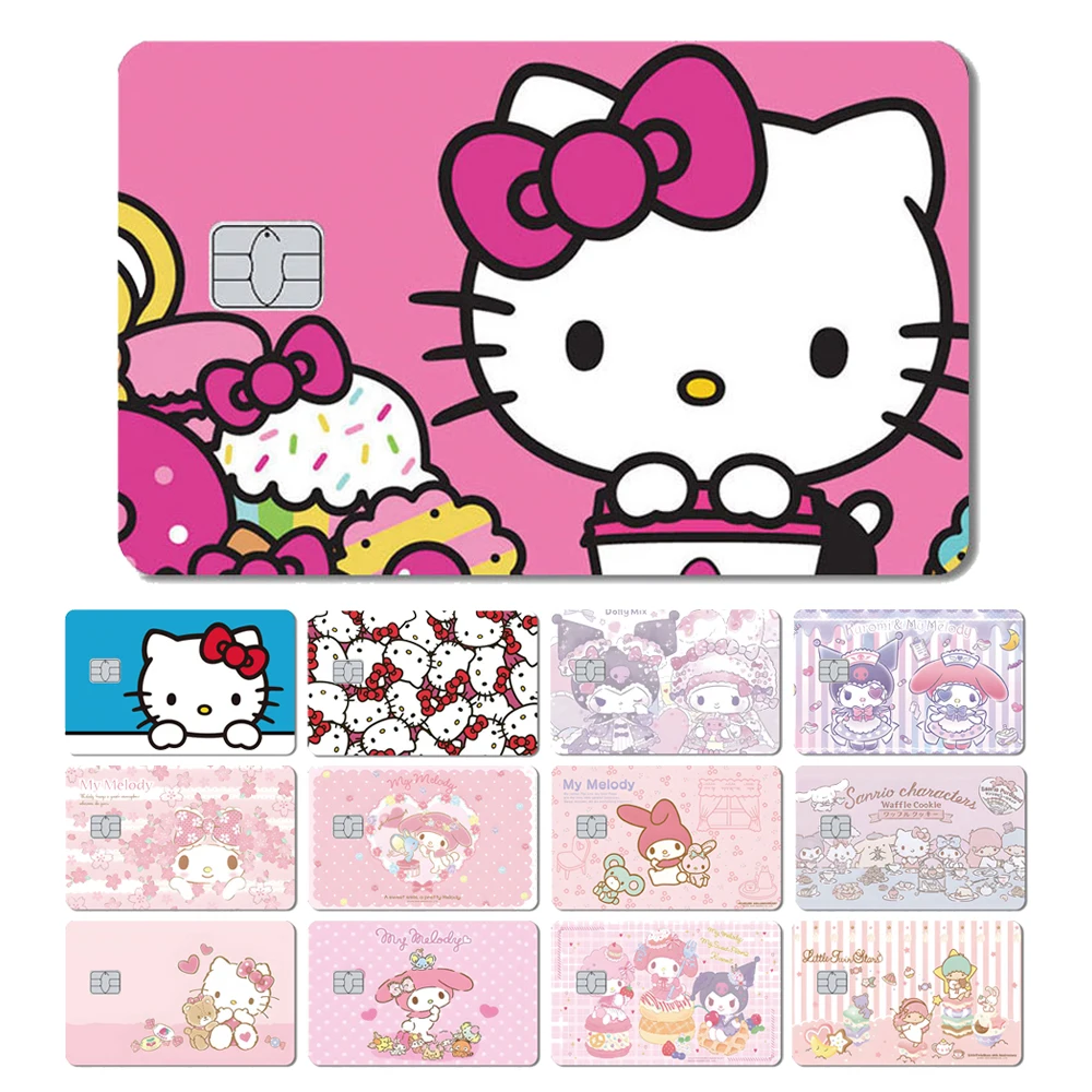Kawaii süße Hello Kitty My Melody Pink Aufkleber Film Skin Cover für kleine große No Chip Kredit Bank Debitkarte