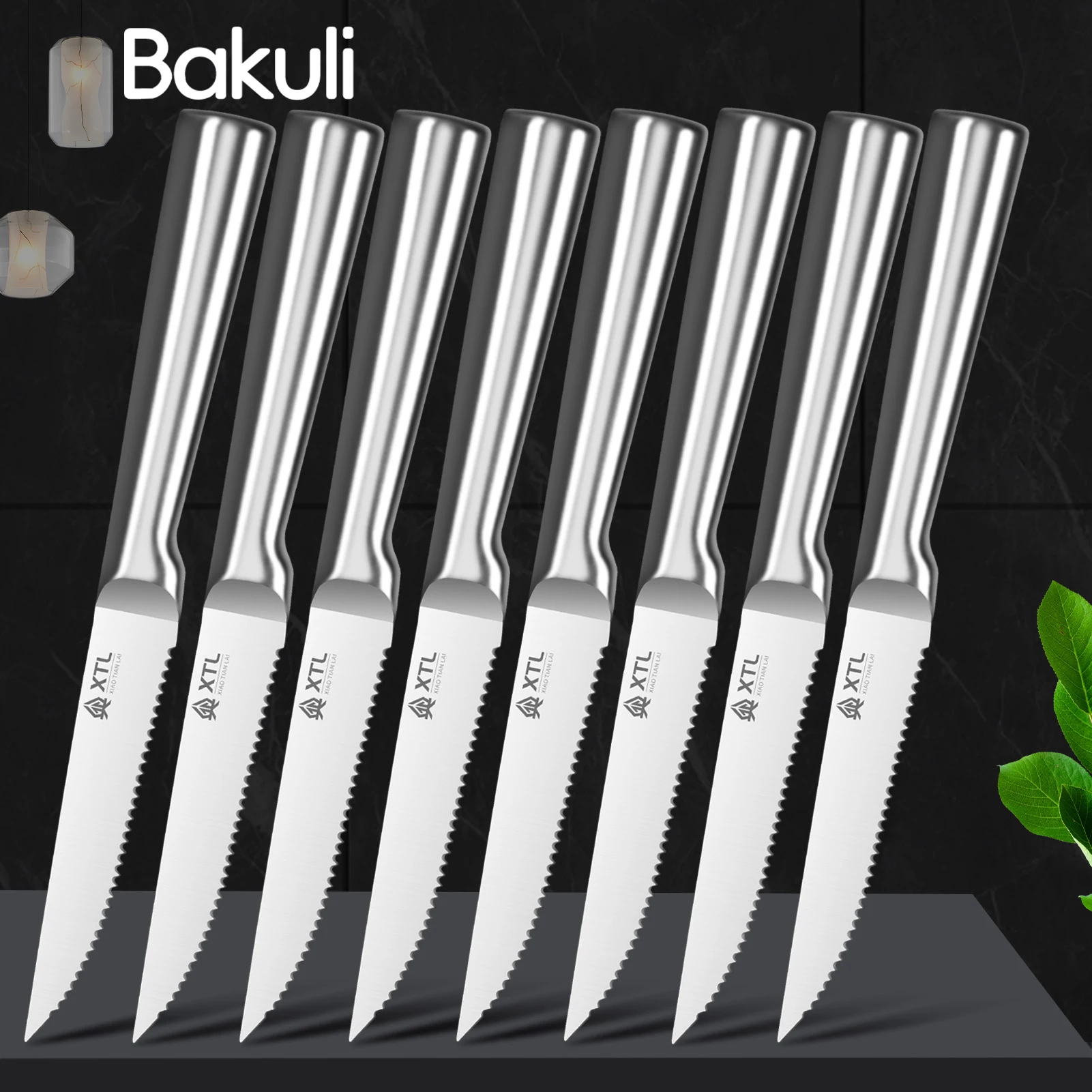 Steakmesser-Besteckset – Messer-, Gabel- und Löffel-Set – Seiko Home Edelstahl gezahnter Steakschnitt – Küchenmesser 4/6/8/Stk Image