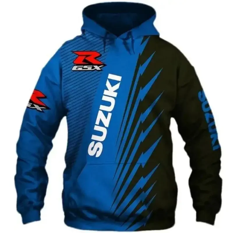 Suzuki lässiger Herren-Hoodie, urbane Mode, 3D-gedruckte Sportbekleidung, Outdoor-Mode, Suzuki Offroad-Motorrad-Street-Rennanzug Image