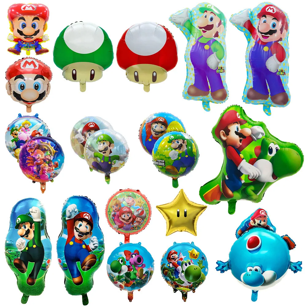 Mario Ballons Geburtstagsparty Dekoration Bruder Latex Aluminiumfolienballon Spielzeug Eventbedarf Einweggeschirr Hintergrund Image