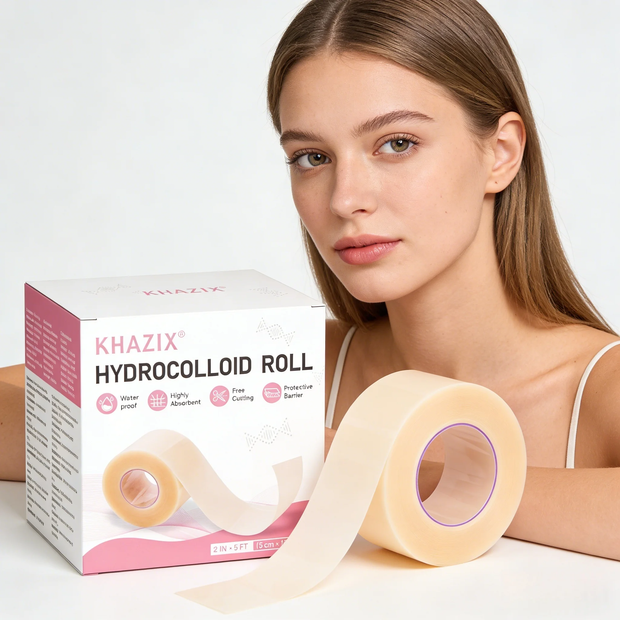Hydrokolloid-Wundversorgungsrolle, Zuschneidbarer Patch, Selbstklebender Wasserdichter Superabsorbierender Verband, Erste-Hilfe-Essential Image