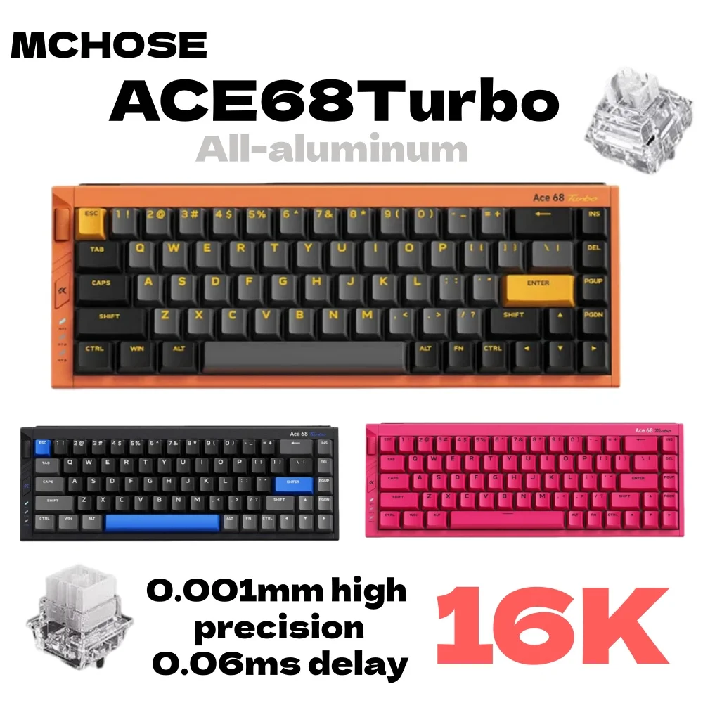 MCHOSE Ace68 Turbo 16k Magnetschalter-Tastatur, Aluminiumlegierung, 0,001 mm, E-Sport-Tastatur, Ergonomie, Gamer-Tastaturen mit geringer Verzögerung Image
