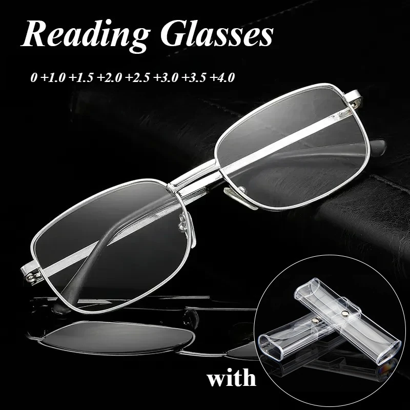 Lesebrille mit Metallrahmen für Männer und Frauen +1,0 +1,5 +2,0 +2,5 +3,0 +3,5 +4,0 Presbyopie-Brille Bringenetui Image