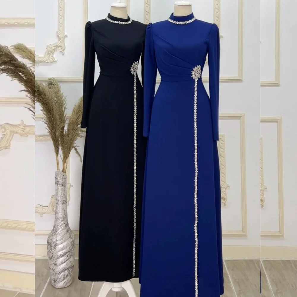 Customized Jersey Sequined A-line High Collar Midi Dresses Bespoke Occasion Evening Classic Retro Chinese Style
