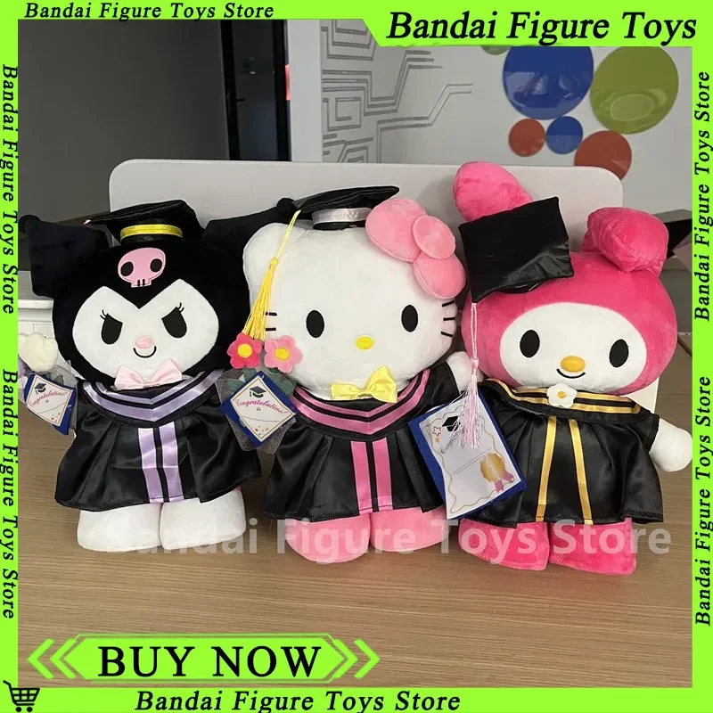 35 cm Kawaii Sanrio Hobby My Melody Kuromi Anime Hello Kitty mit Hut, große Plüschpuppe, Sofakissen, 25 cm, Geburtstagsgeschenke, Abschlussgeschenke