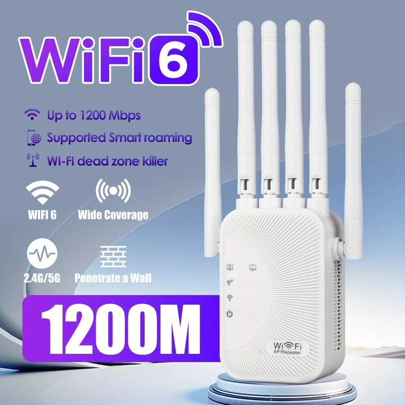 5GHz WLAN-Repeater 1200Mbps Router WLAN-Verstärker Dual-Band 2,4G/5GHz Wi-Fi Signalverstärker mit Großer Reichweite Image