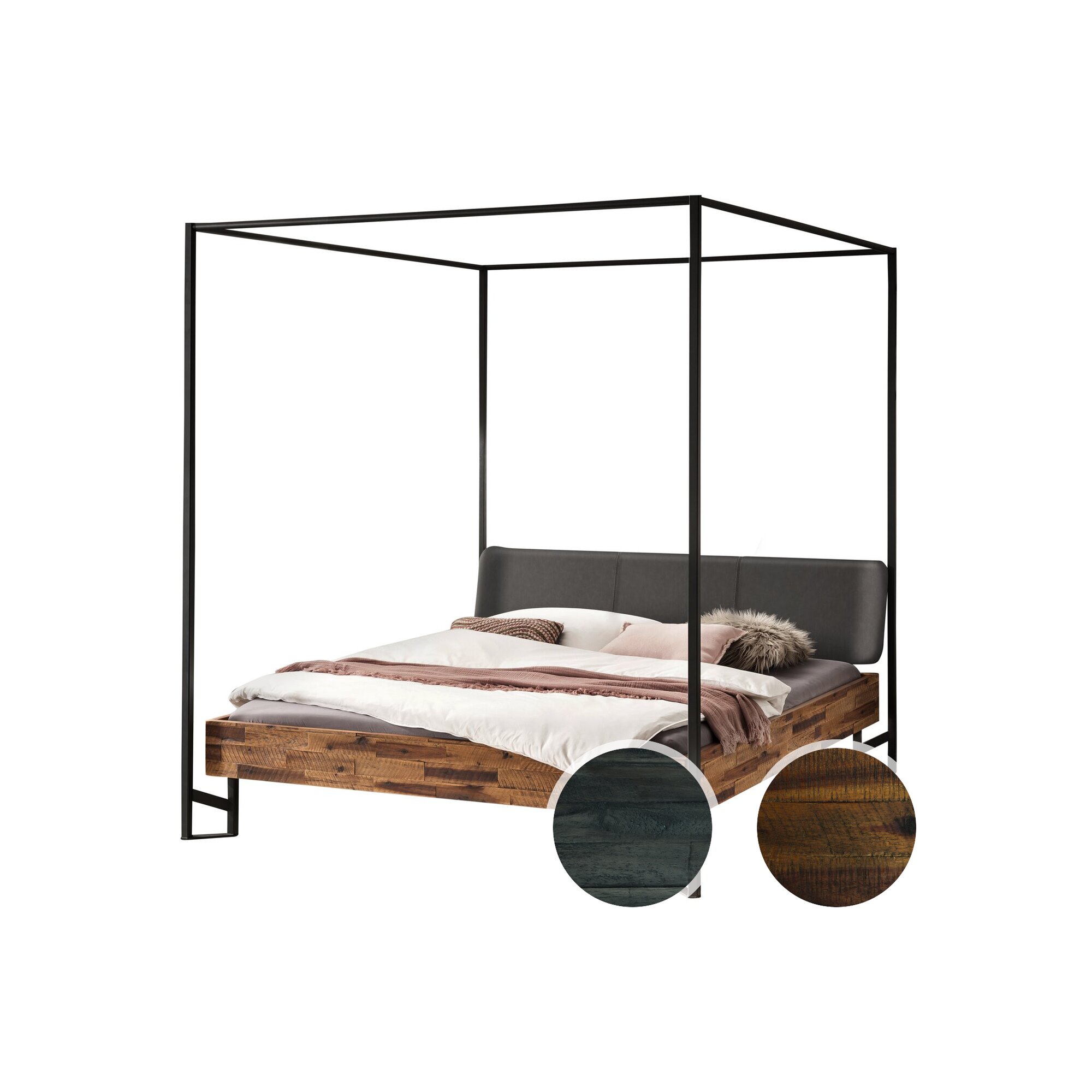 Hasena »Bovena« Himmelbett 140x200 cm / Akazie Vintage grey, lackiert