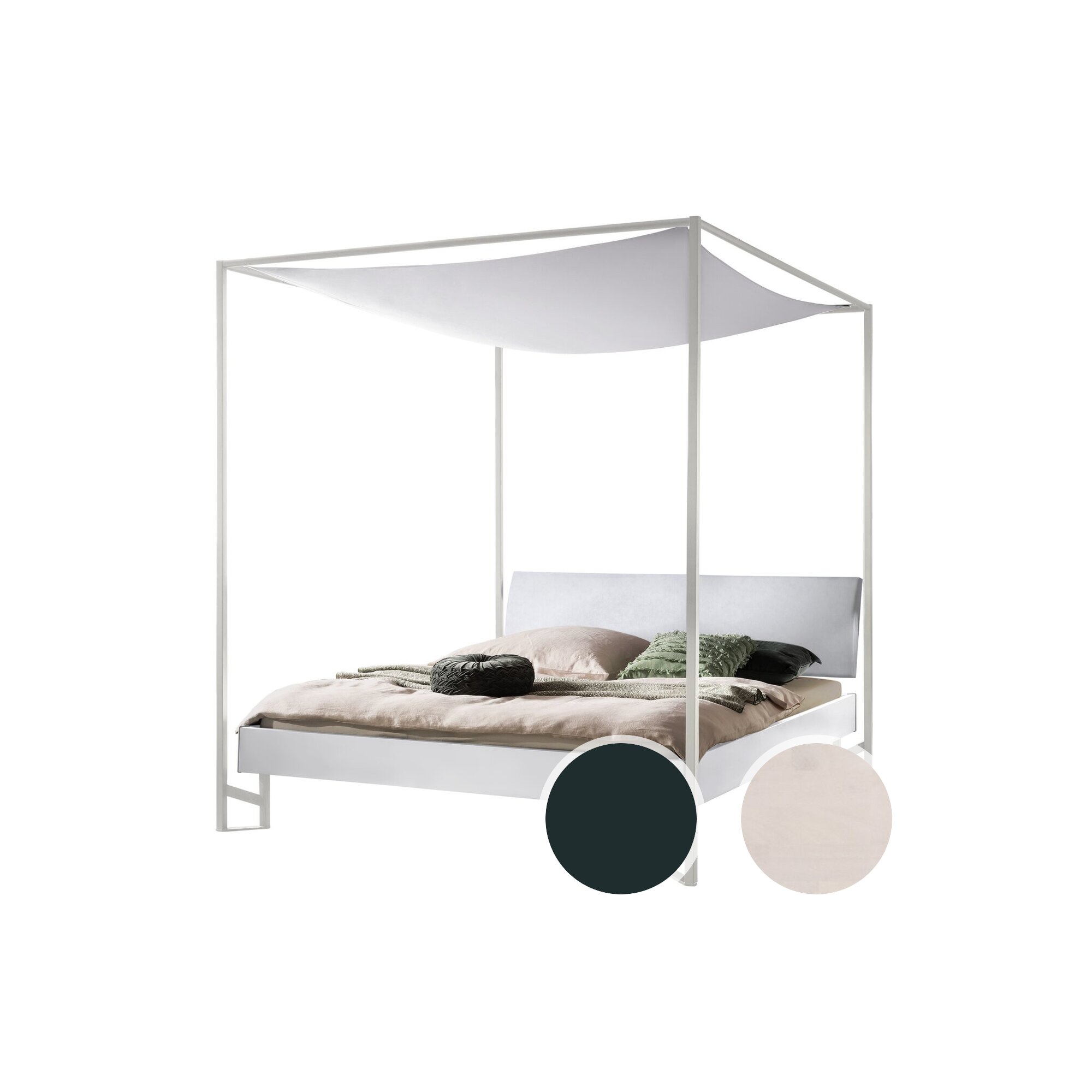 Hasena »Velino« Himmelbett 140x200 cm / Beton Nachbildung / Kul smoke / Anthracit